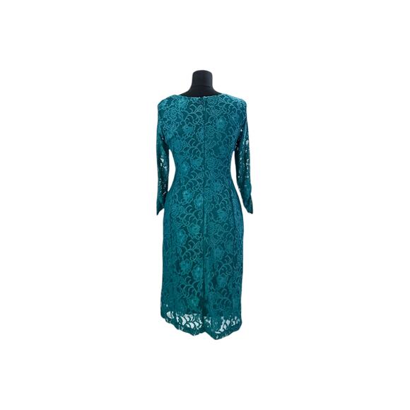 Tahari Arthur S. Levine Emerald Green Lace Sheath Dress Size 2 - Picture 4 of 8